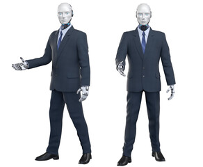 Robot in suit giving his hand - 580776410