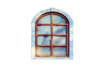 Old windows, isolated on a white background. Texture retro wooden windows