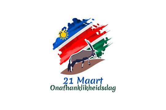 Translation: March 21, Independence Day. Independence Day of Namibia vector illustration. Suitable for greeting card, poster and banner.