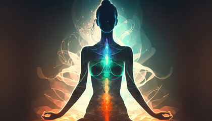 energy flowing around the body, spectral meditation, generative ai