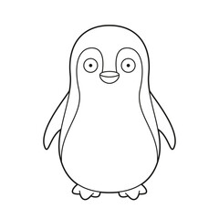 Easy coloring cartoon vector illustration of a penguin