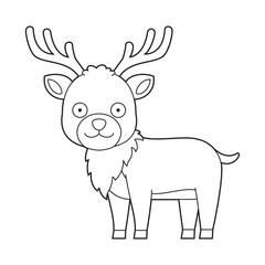Easy coloring cartoon vector illustration of a reindeer