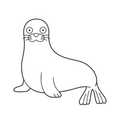 Easy coloring cartoon vector illustration of a seal