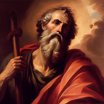 Saint Andrew Apostle of Christ Colored Illustration. Generative Ai.