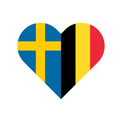 unity concept. heart shape icon of sweden and belgium flags. vector illustration isolated on white background