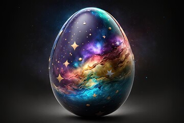 Fantasy  Easter eggs painted in space colors galaxy universe background,generative ai.