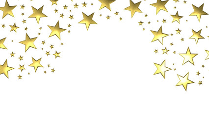 XMAS Stars - Banner with golden decoration. Festive border with falling glitter dust and stars.