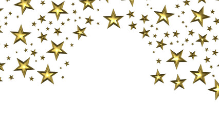 XMAS Stars - Banner with golden decoration. Festive border with falling glitter dust and stars.
