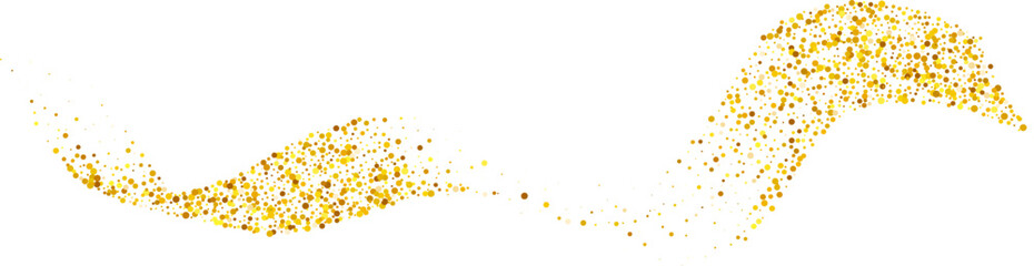 Gold glitter abstract stroke wave swash shiny shape. Luxury illustration element.
