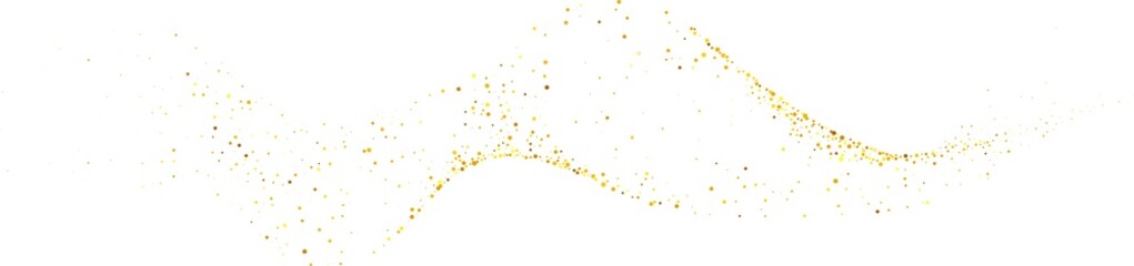 Gold dust, glitter wave swash shiny abstract shape. Luxury illustration element.