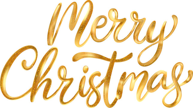 Christmas sign gold lettering merry winter festive winter December typographic metallic glitter calligraphy.