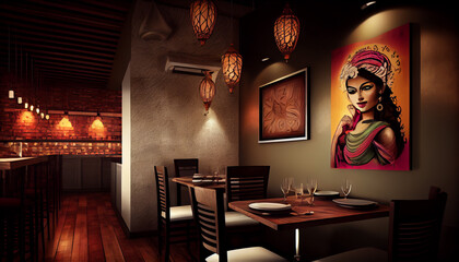Indian restaurant beautiful interior decoration 