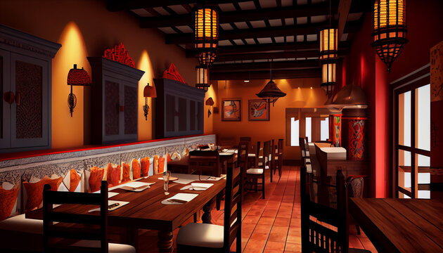 Indian restaurant beautiful interior decoration 