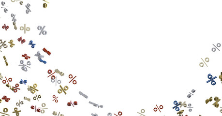 percent shopping digital in hand 3d.