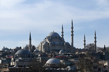 Fototapeta na wymiar The Suleymaniye Mosque on the Third Hill of Istanbul, Turkey
