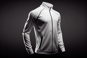 White Jacket front view. Training white sport wind proof jacket. Generative Ai. 3D style illustration. Mockup Template.