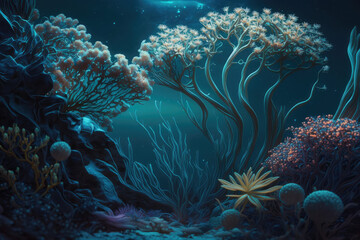 Fototapeta na wymiar Cosmic Marine Plants 