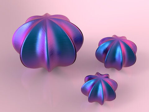 Parent and Children - 3D Concept Image with Super Formula Shape - Elegant Abstract Graphic Design Symbol 
