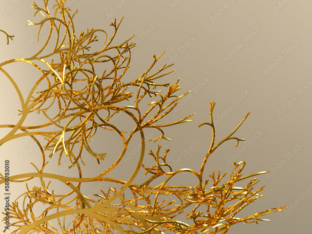 Wall mural lindenmayer 3d system - 3d image dendritic aesthetic template - generative tree graphic design