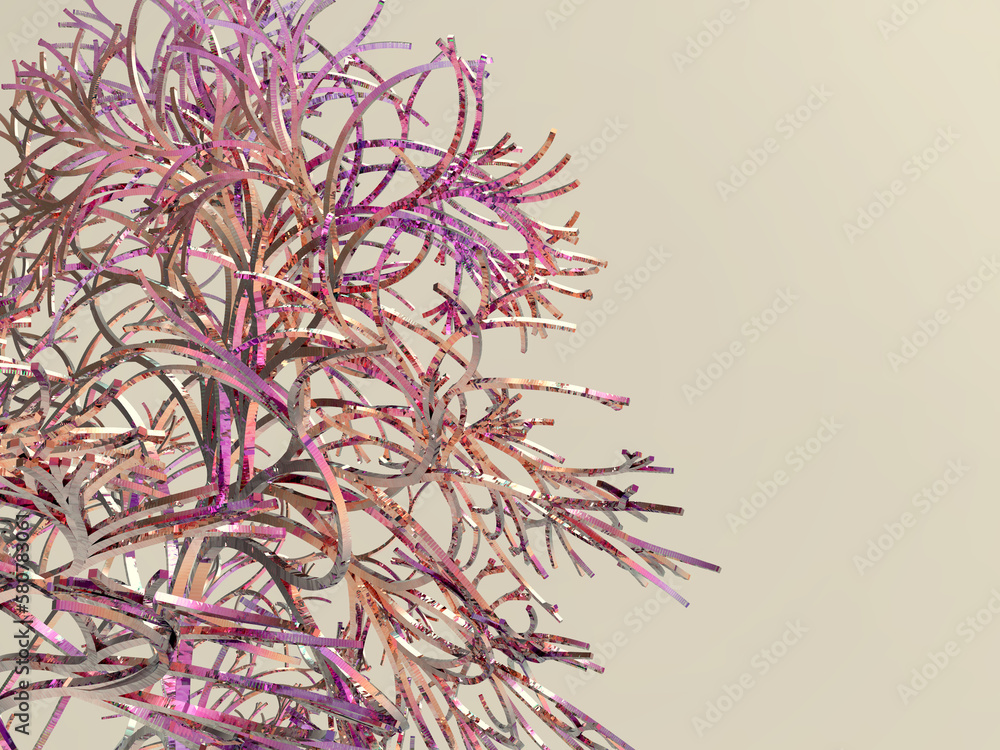 Wall mural lindenmayer 3d system - 3d image dendritic aesthetic template - generative tree graphic design
