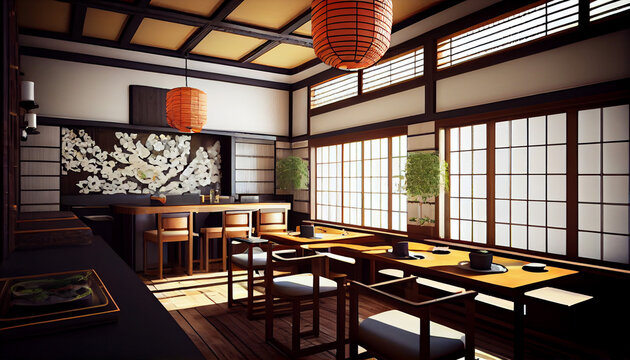 Japanese restaurant beautiful interior decoration