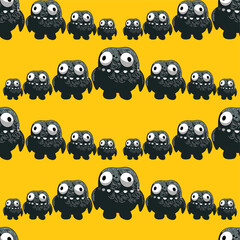 Vector seamless illustration cute and fantastic monster pattern