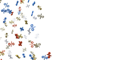 Sales icons floating in the air 3D rendering