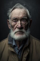 Obraz premium Portrait of an elderly bearded manelderly, man, beard, portrait, studio, senior, gray hair, wrinkles, mature, masculinity, wise, experience, character, contemplative, thoughtful, pensive, introspectiv