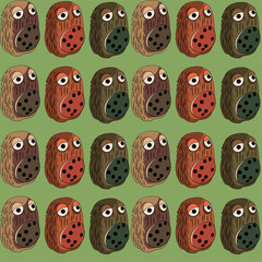 Vector seamless illustration cute and fantastic monster pattern