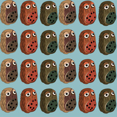 Vector seamless illustration cute and fantastic monster pattern