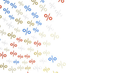 percent shopping digital in hand 3d.