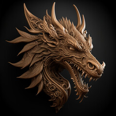 dragon, asian dragon, chinese ornament, chinese zodiac, head only, portrait, detailed ornaments, fire style