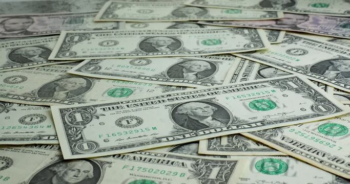 US Dollar bills one dollar bills background close-up