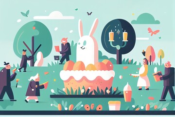 Easter Day celebration illustration image Idea. Generative AI