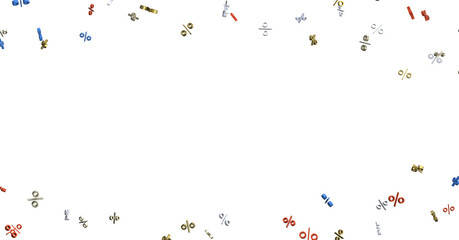 Sales icons floating in the air 3D rendering