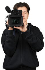 Closeup of a Cameraman Filming