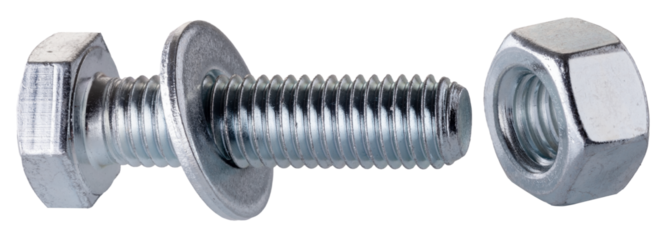 Bolt, washer and nut