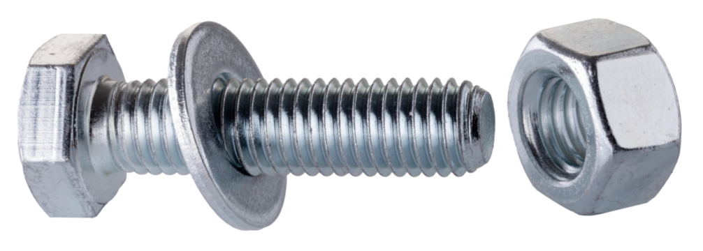 Bolt, washer and nut