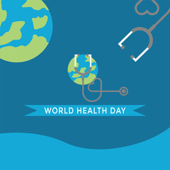 World Health Day is a global health awareness day celebrated every year on 7th April. Vector illustration design