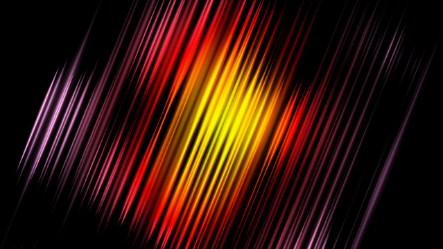 Technology futuristic background striped lines with light effect on black background. Space for text. 3D rendering