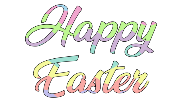 Happy Easter Colorful Text Pastel Easter Holiday Colors. Transparent Background Wave Pattern - Powered by Adobe