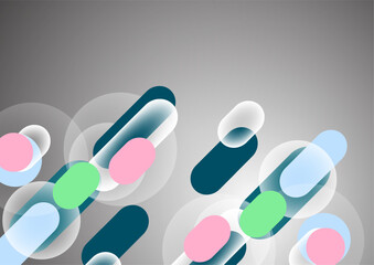 Overlapping geometric shapes and circles. Stylish trendy techno design background for business or technology presentations, internet posters or web brochure covers. Vector