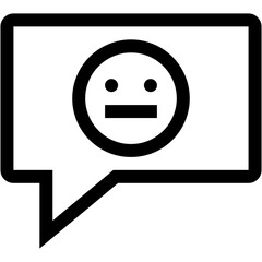 Neutral Emoticon in Chat Bubble Line Icon