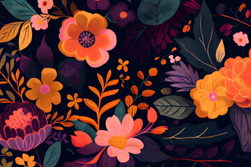 seamless floral pattern background. generative ai