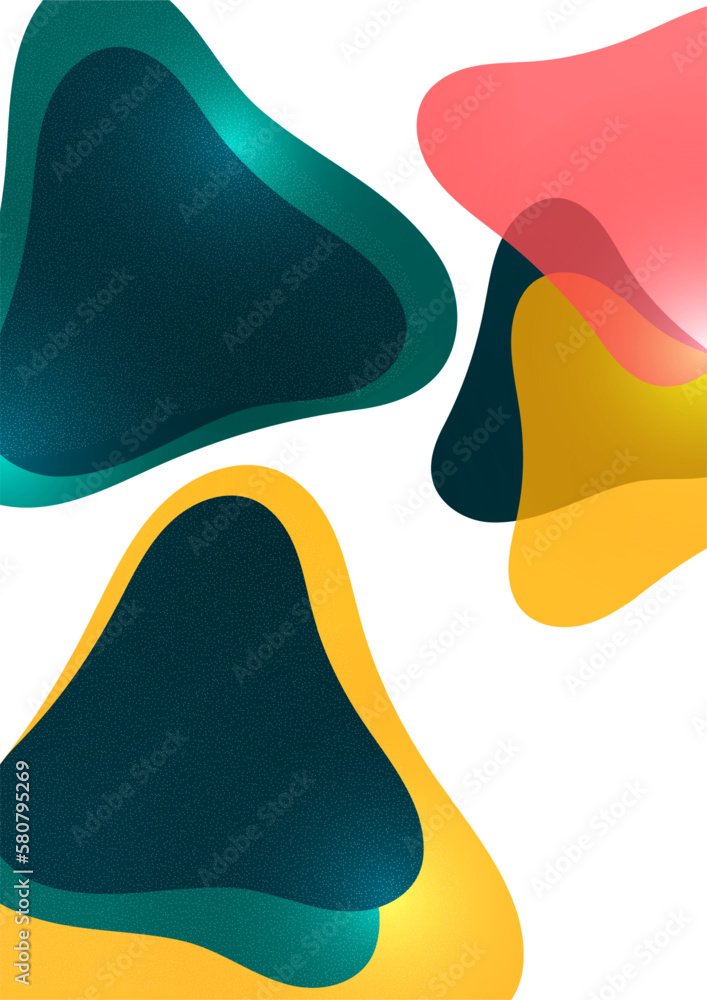 Poster abstract background from rounded triangles overlapping each other. geometric trendy template. vector
