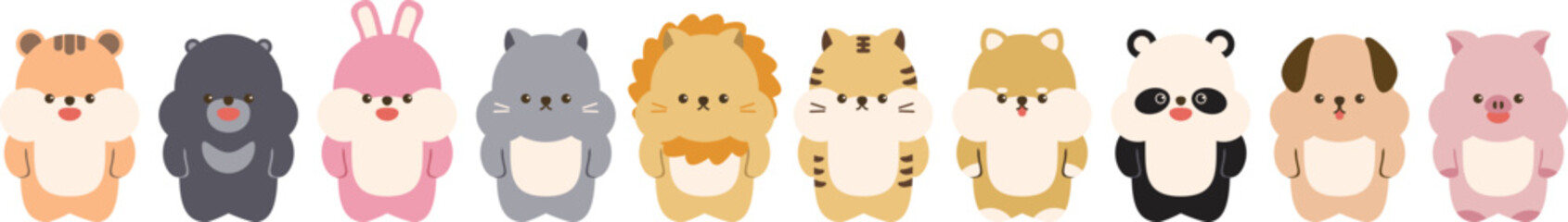 a set of cute animal illust