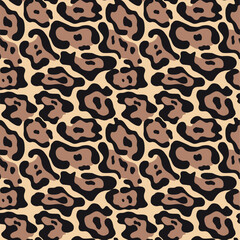 Seamless print jaguar leopard vector trendy pattern, modern animal skin texture