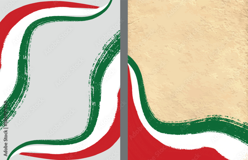 Wall mural italian patriotic flyer booklet, red, green, white stripes place for text national holidays italy