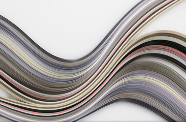 Abstract color wave strip paper on white background.