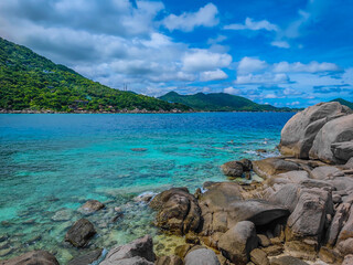Koh Nang Yuan paradise island in Koh Tao, Thailand. Photo with Kog Tao seen in distance